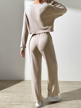 Half Button Long Sleeve Top and Pants Set OutfitFlow